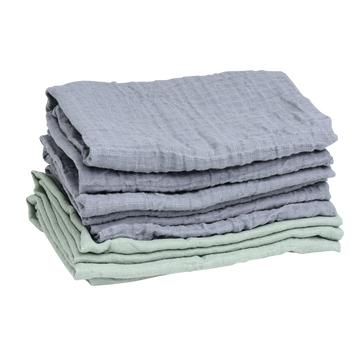Muslin Cloth Organic Grey/Green 6-pack