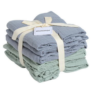 Muslin Cloth Organic Grey/Green 6-pack