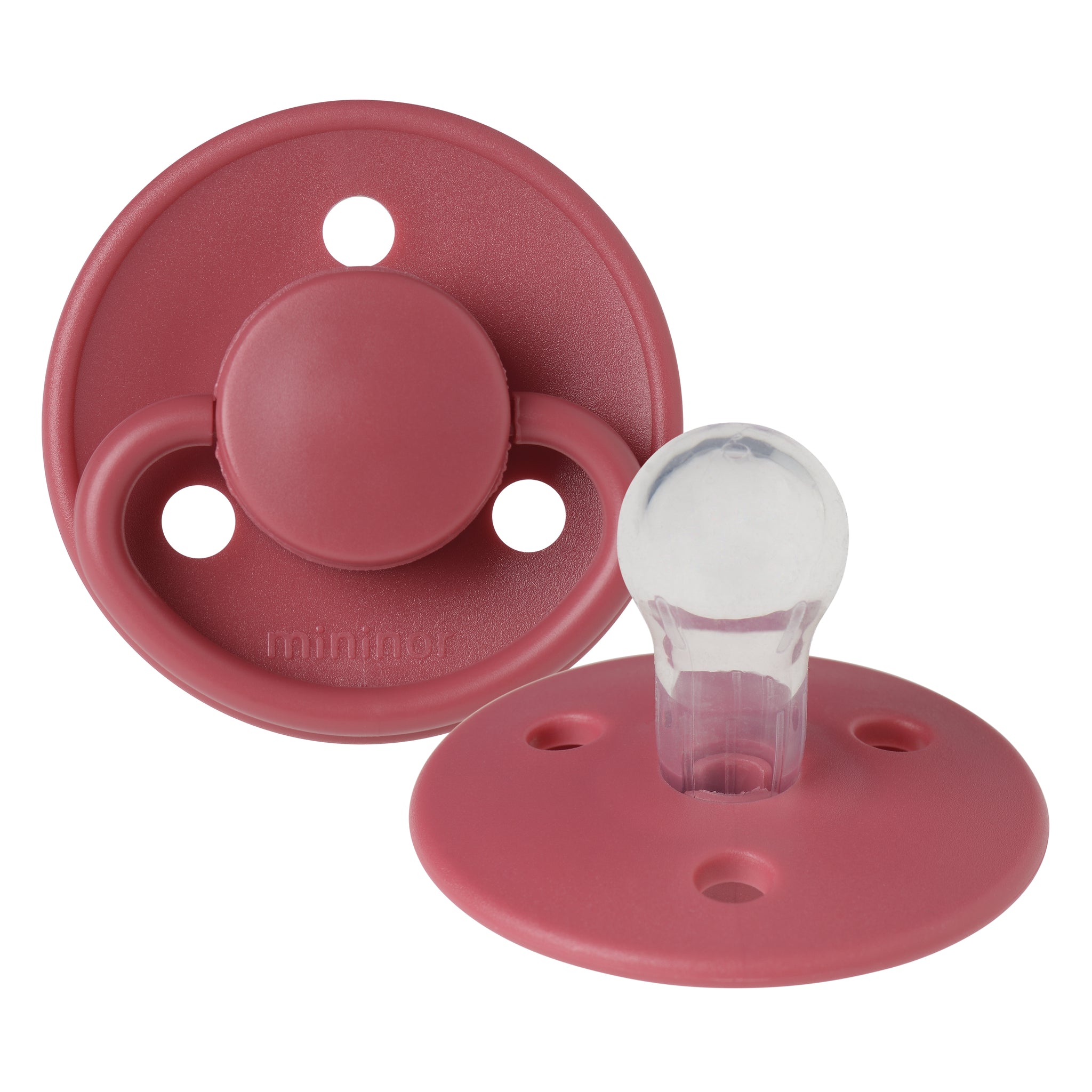 Mininor Round Pacifier Silicone 12m "Rhubarb"