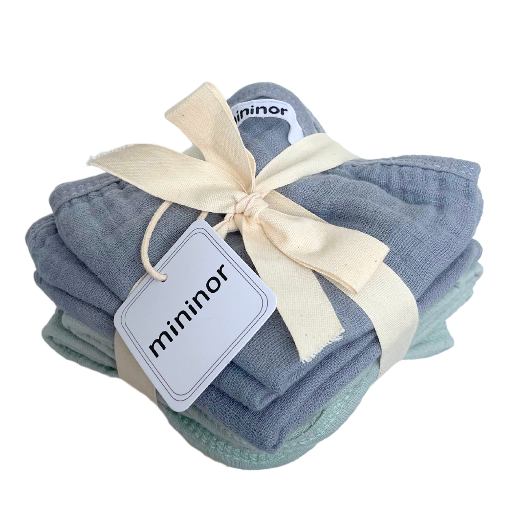 Wash cloth organic cotton "Willow Green/Grey seal" 6 pcs